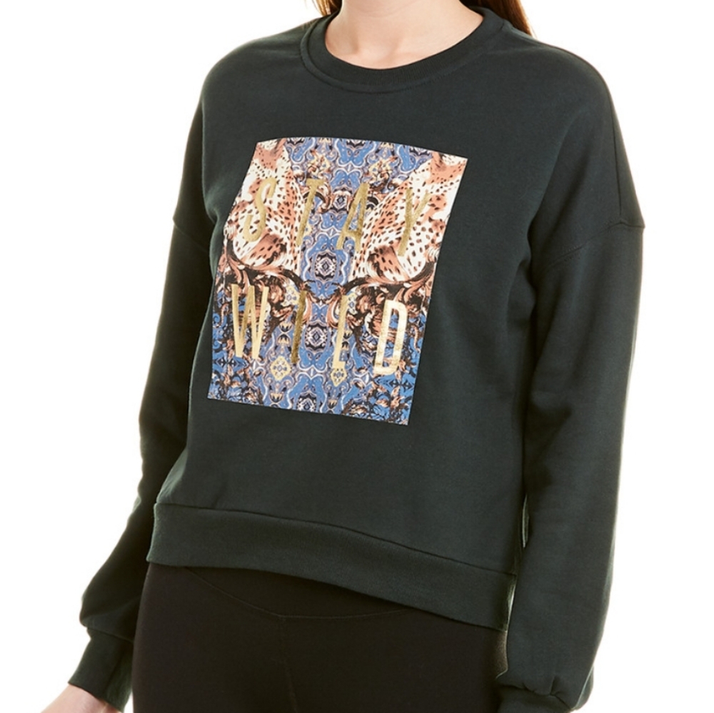 BRAND NEW 🆕 BETSEY JOHNSON STAY WILD dark green 🐆 leopard sweatshirt